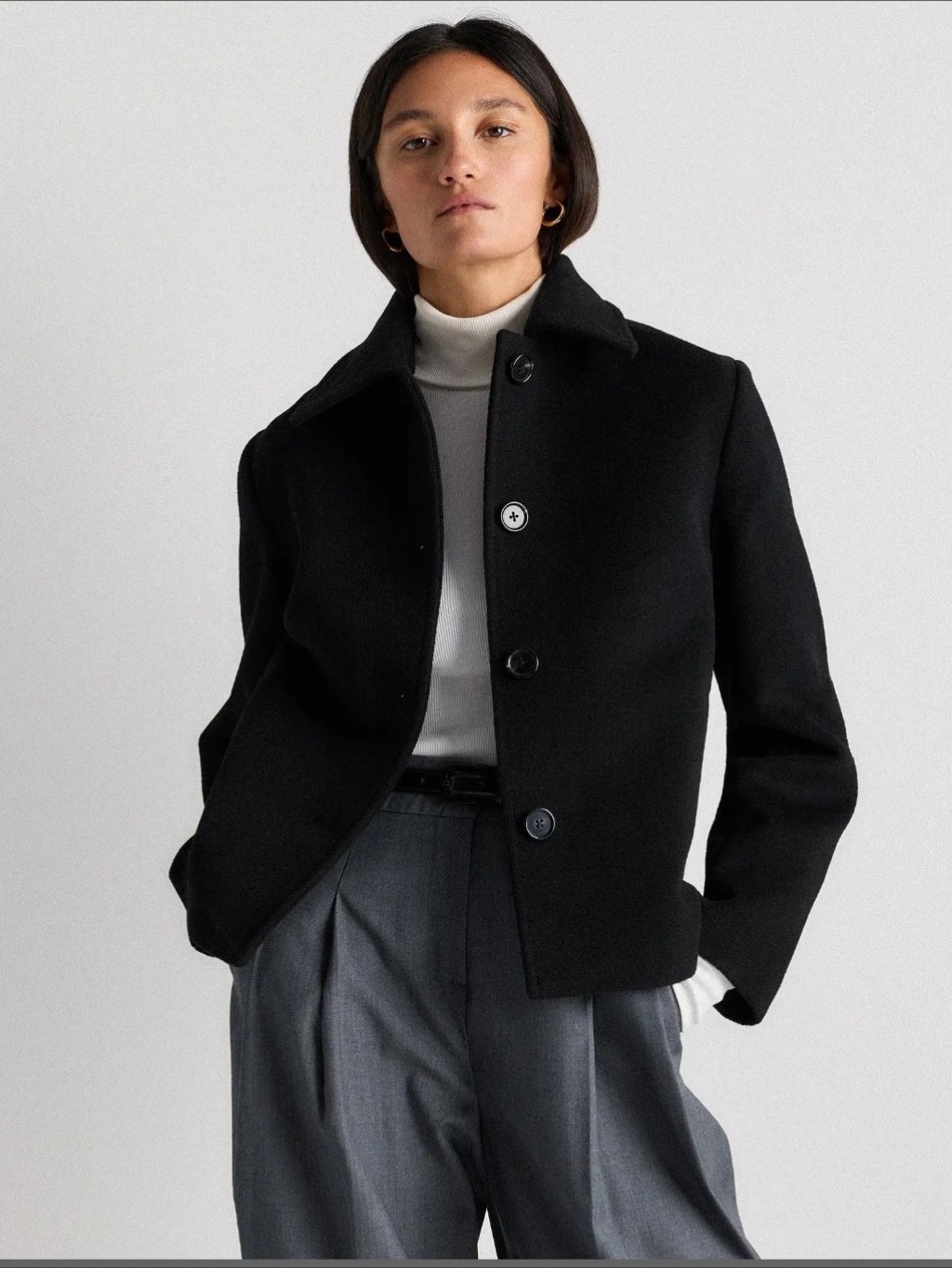 Nwt! Quince Wool & Cashmere Black Sort Coat! Woman's Sz. S! (H22)